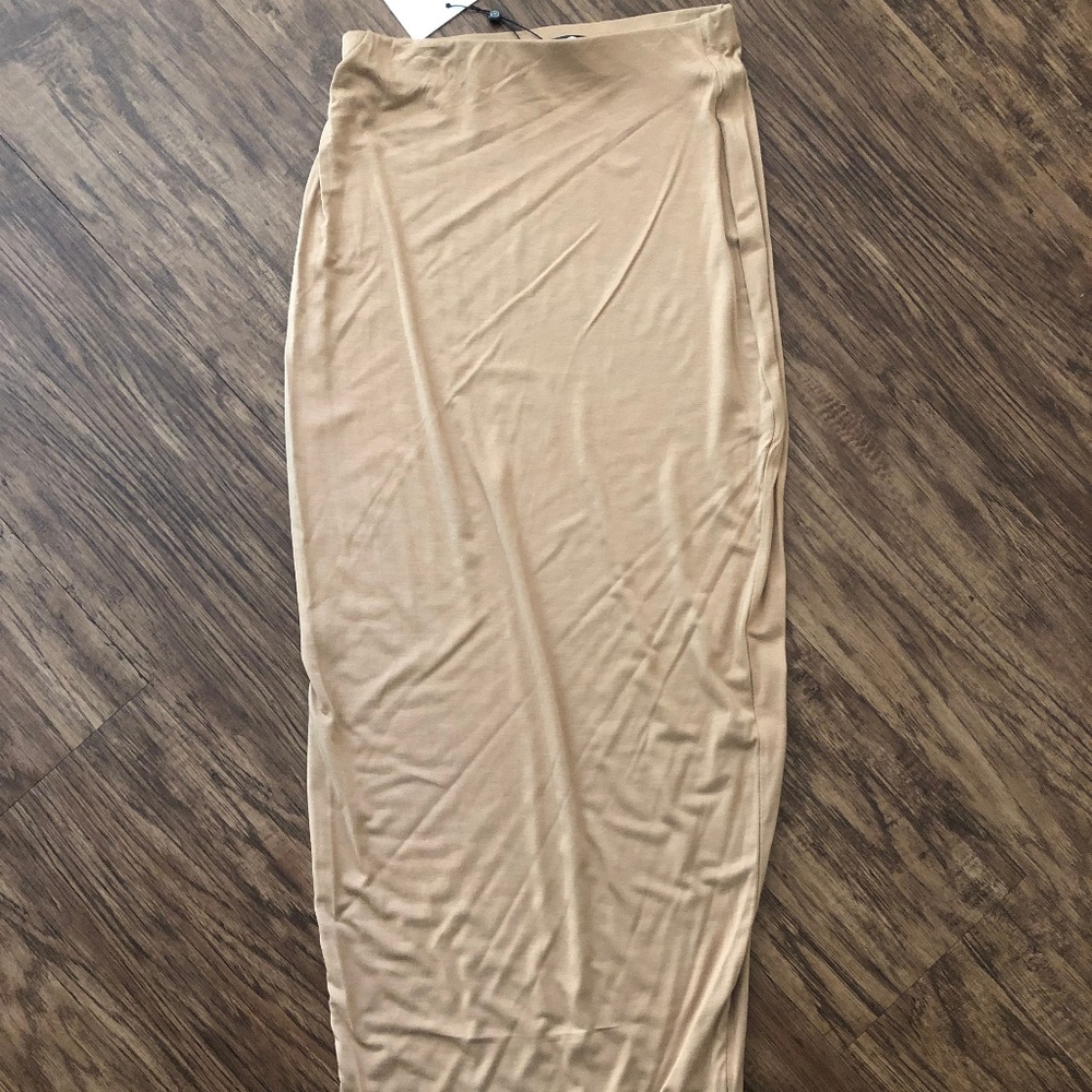 Missguided - Longline Jersey Midi Skirt Nude